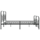 Cadre de lit métal sans matelas avec pied de lit noir 183x213cm