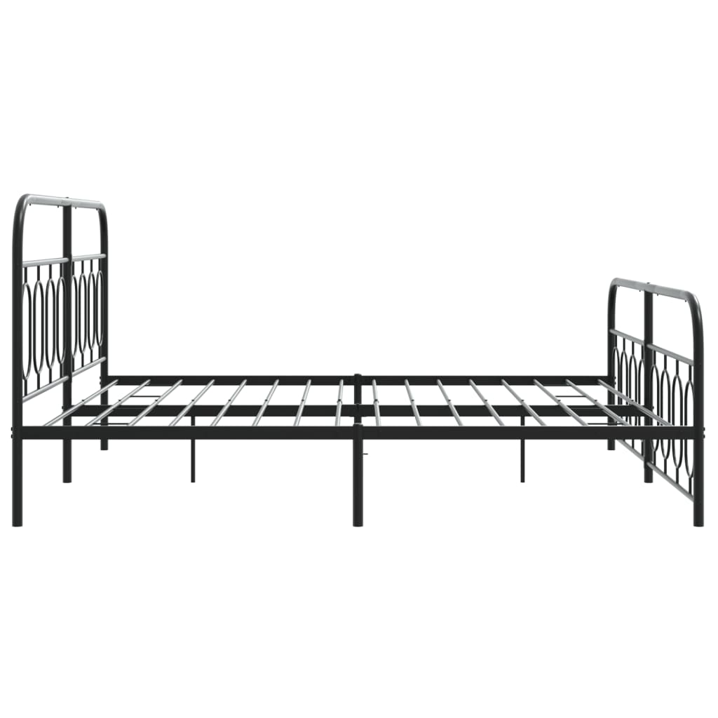 Cadre de lit métal sans matelas avec pied de lit noir 193x203cm