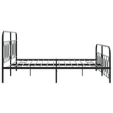 Cadre de lit métal sans matelas avec pied de lit noir 193x203cm