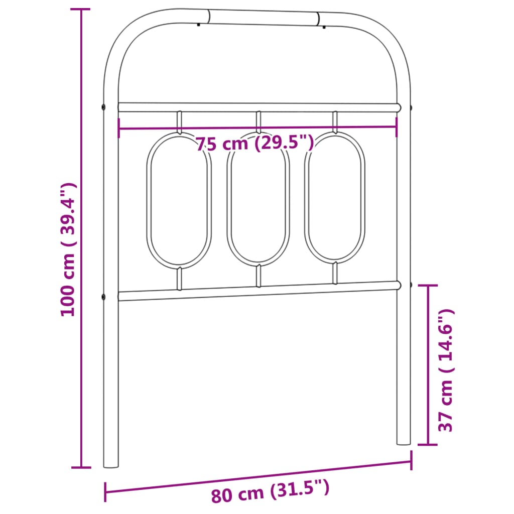 Tête de lit métal noir 75 cm