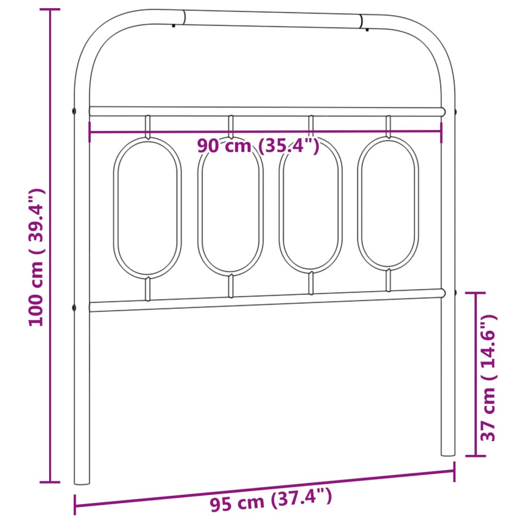 Tête de lit métal noir 90 cm