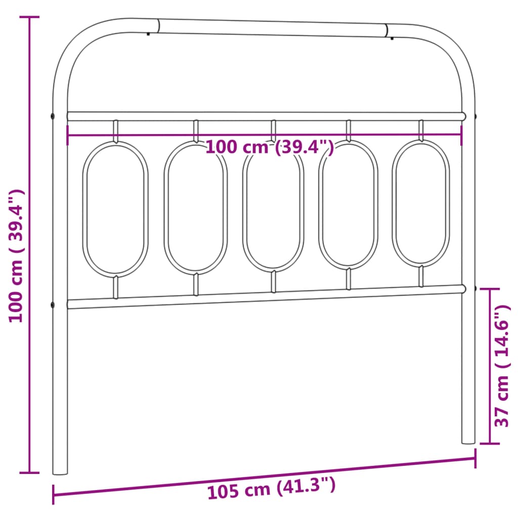 Tête de lit métal noir 100 cm