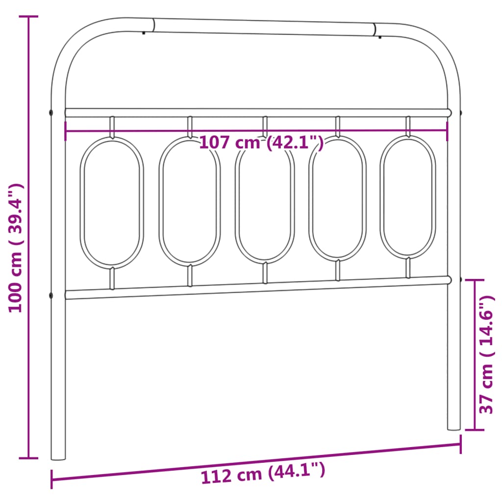 Tête de lit métal noir 107 cm