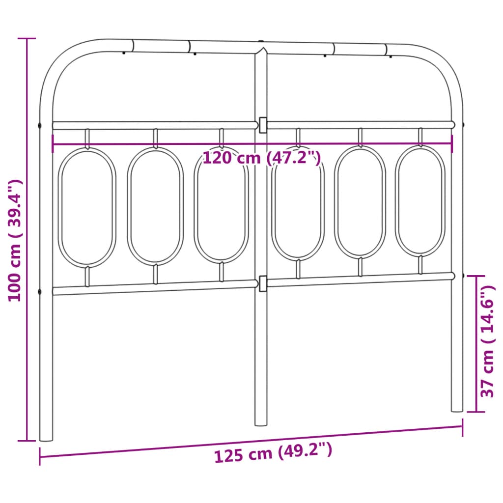 Tête de lit métal noir 120 cm