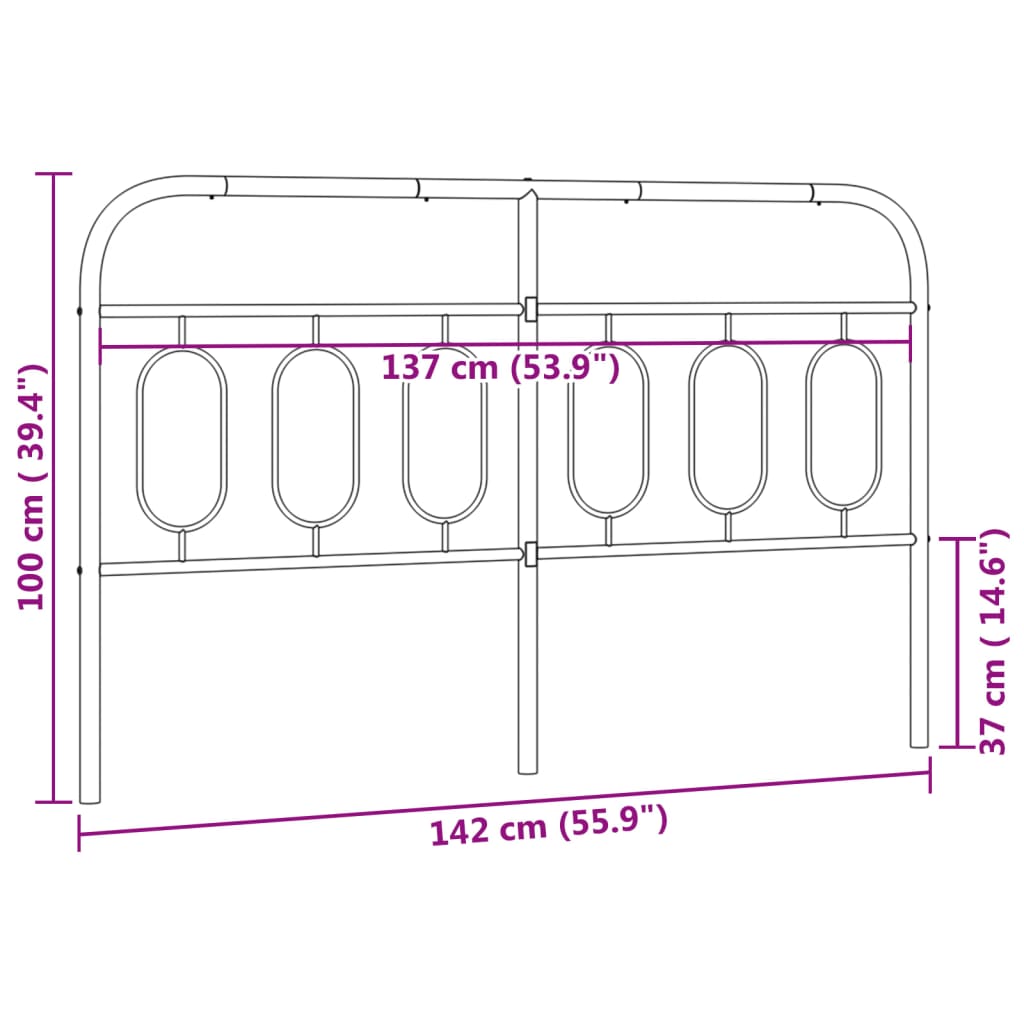 Tête de lit métal noir 137 cm