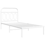 Cadre de lit métal sans matelas avec tête de lit blanc 80x200cm