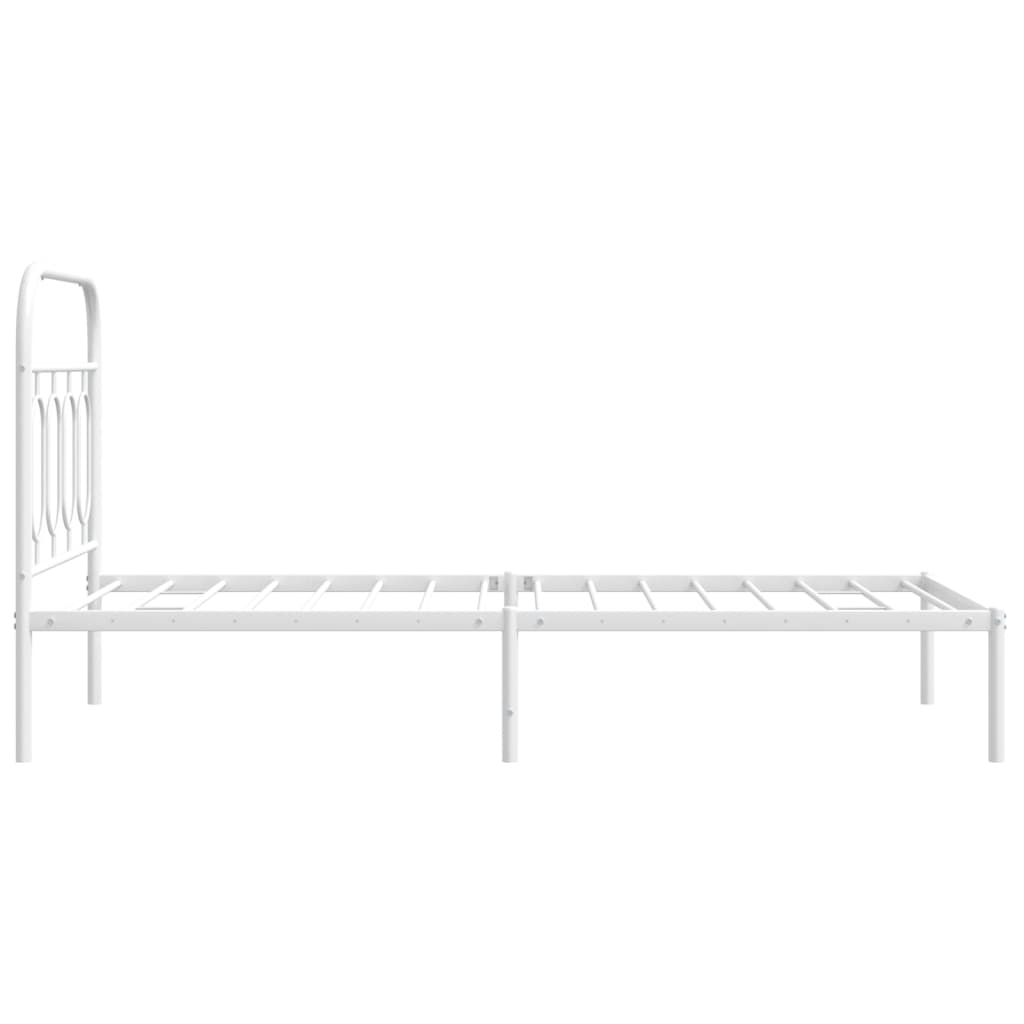 Cadre de lit métal sans matelas avec tête de lit blanc 80x200cm