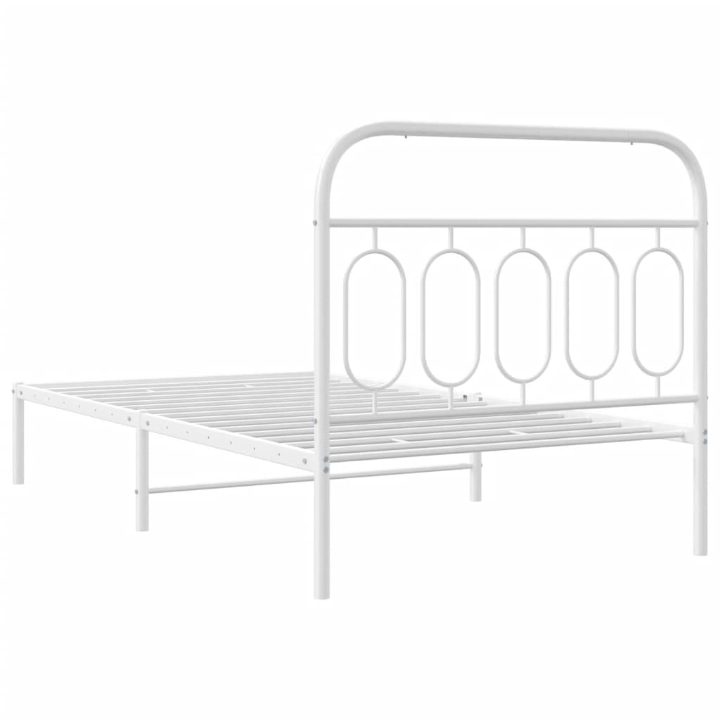 Cadre de lit métal sans matelas et tête de lit blanc 100x190 cm