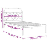 Cadre de lit métal sans matelas et tête de lit blanc 100x190 cm