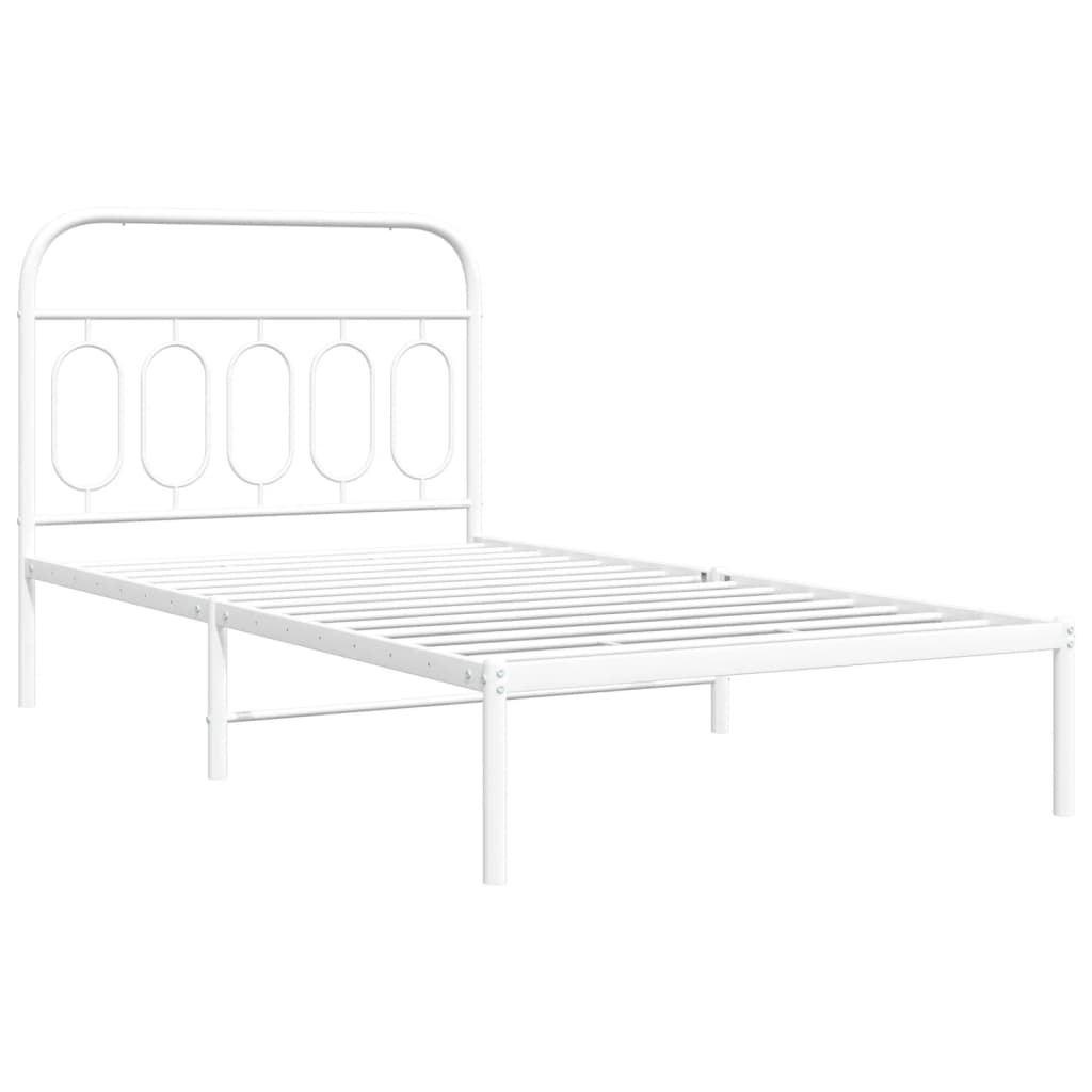 Cadre de lit métal sans matelas et tête de lit blanc 100x200 cm