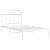 Cadre de lit métal sans matelas et tête de lit blanc 107x203 cm