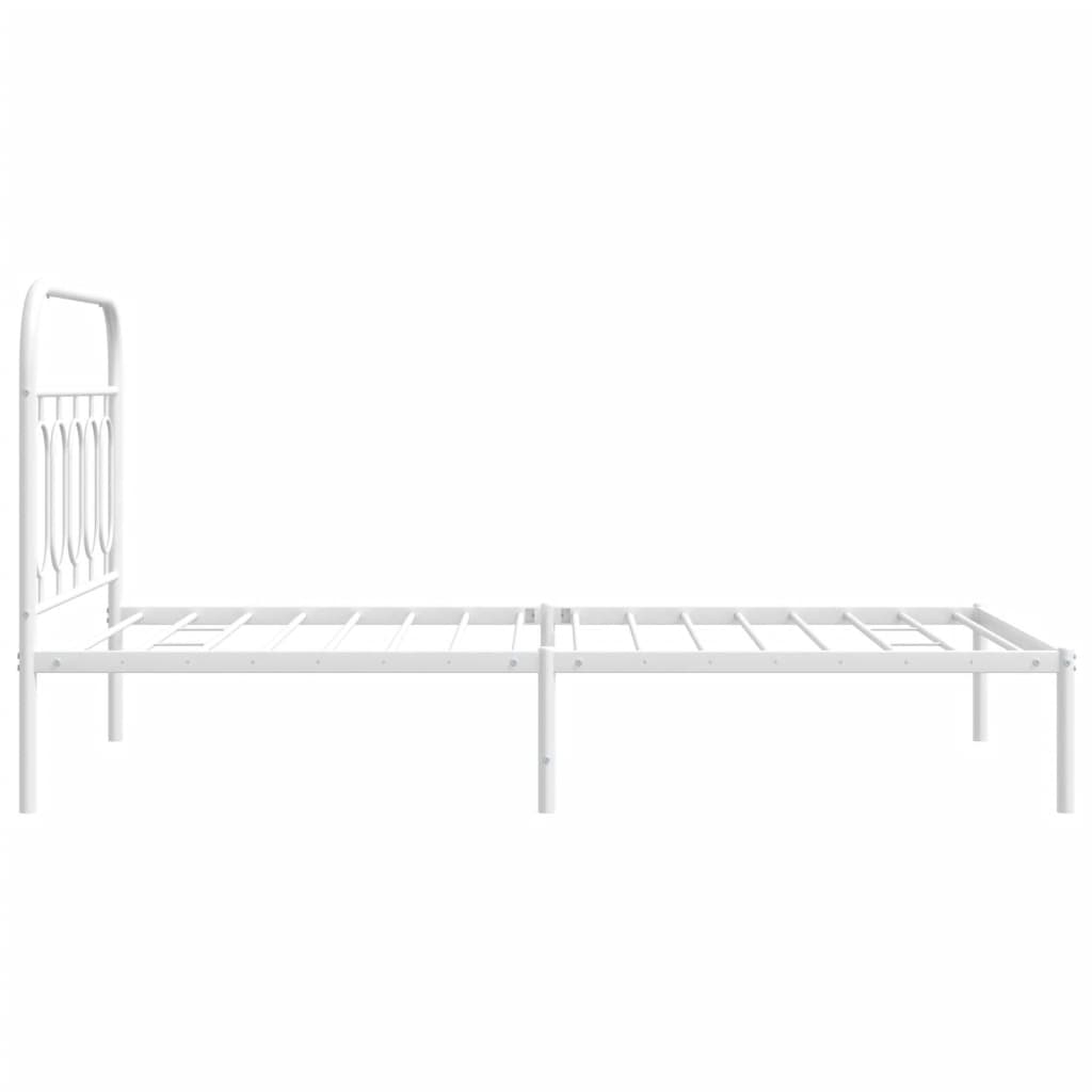 Cadre de lit métal sans matelas et tête de lit blanc 107x203 cm