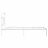 Cadre de lit métal sans matelas et tête de lit blanc 107x203 cm