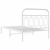 Cadre de lit métal sans matelas et tête de lit blanc 107x203 cm