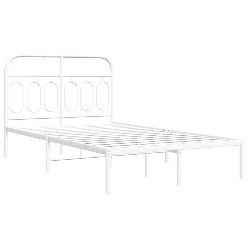 Cadre de lit métal sans matelas et tête de lit blanc 120x190 cm