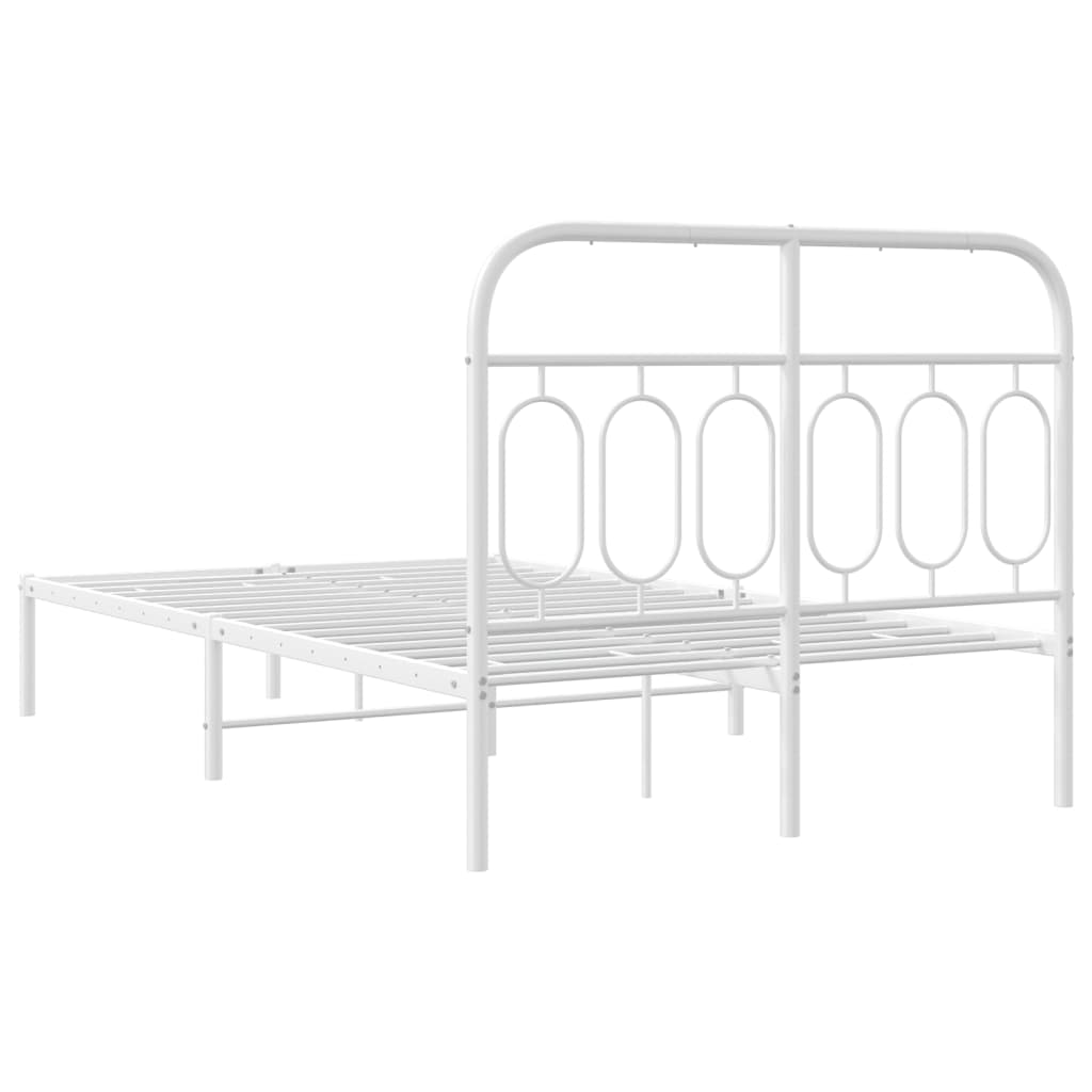 Cadre de lit métal sans matelas et tête de lit blanc 120x190 cm