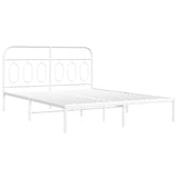 Cadre de lit métal sans matelas et tête de lit blanc 135x190 cm