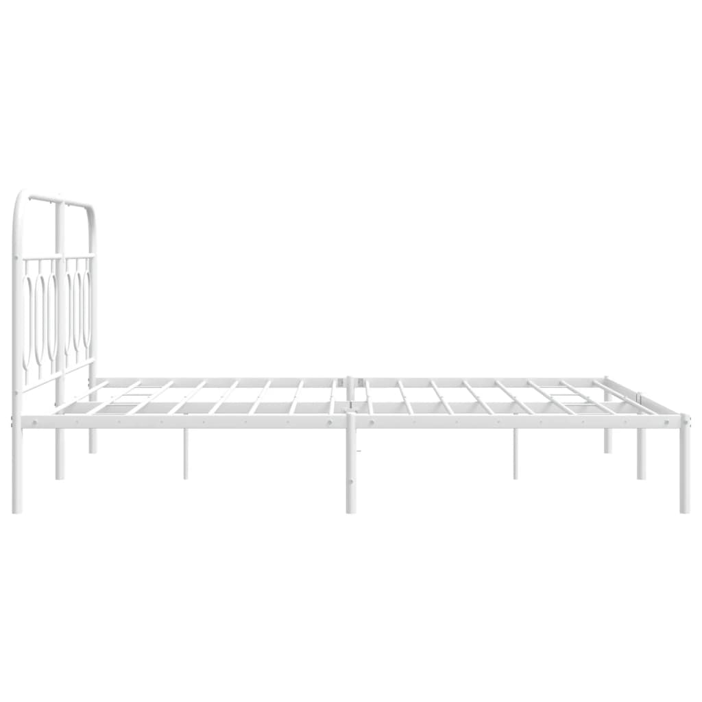 Cadre de lit métal sans matelas et tête de lit blanc 135x190 cm