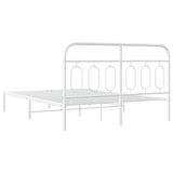 Cadre de lit métal sans matelas et tête de lit blanc 135x190 cm