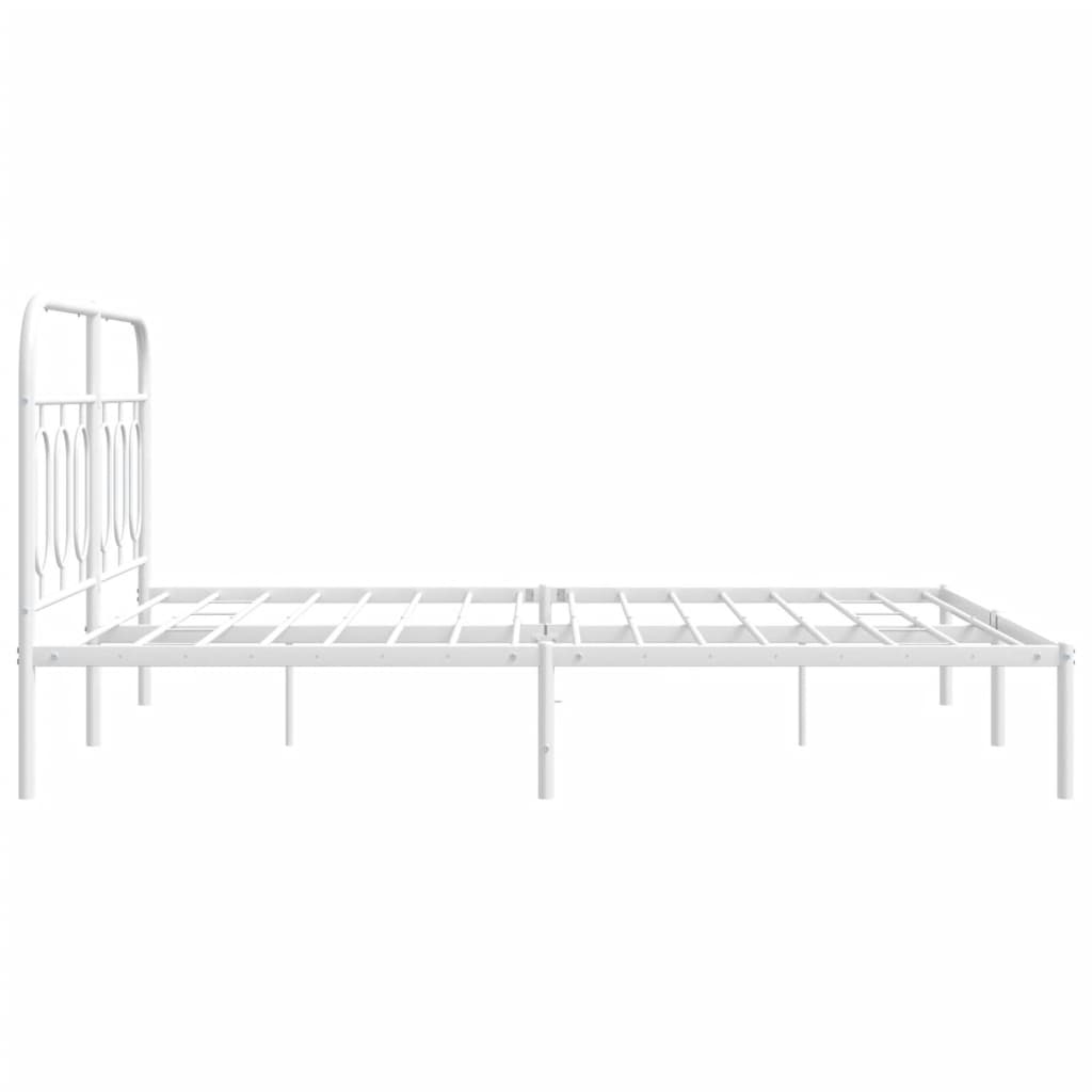 Cadre de lit métal sans matelas et tête de lit blanc 140x190 cm