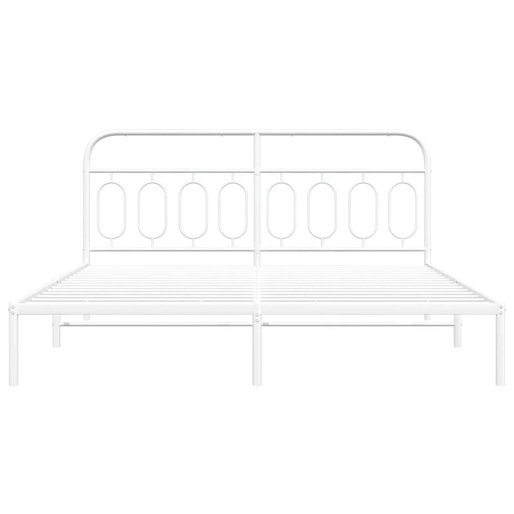 Cadre de lit métal sans matelas et tête de lit blanc 183x213 cm