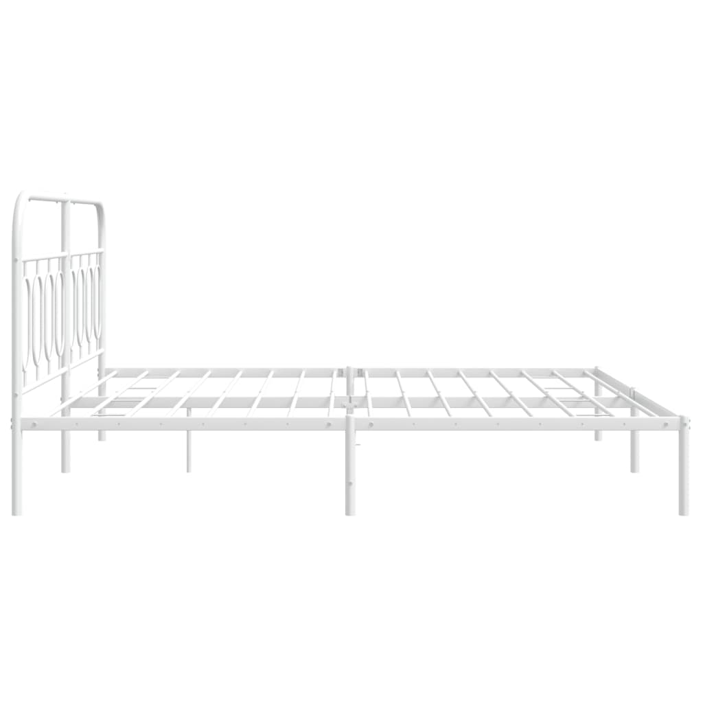 Cadre de lit métal sans matelas et tête de lit blanc 183x213 cm