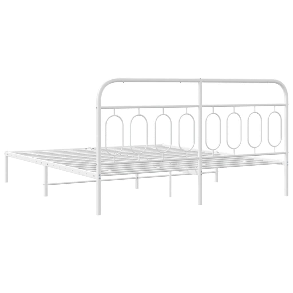 Cadre de lit métal sans matelas et tête de lit blanc 183x213 cm