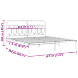 Cadre de lit métal sans matelas et tête de lit blanc 183x213 cm