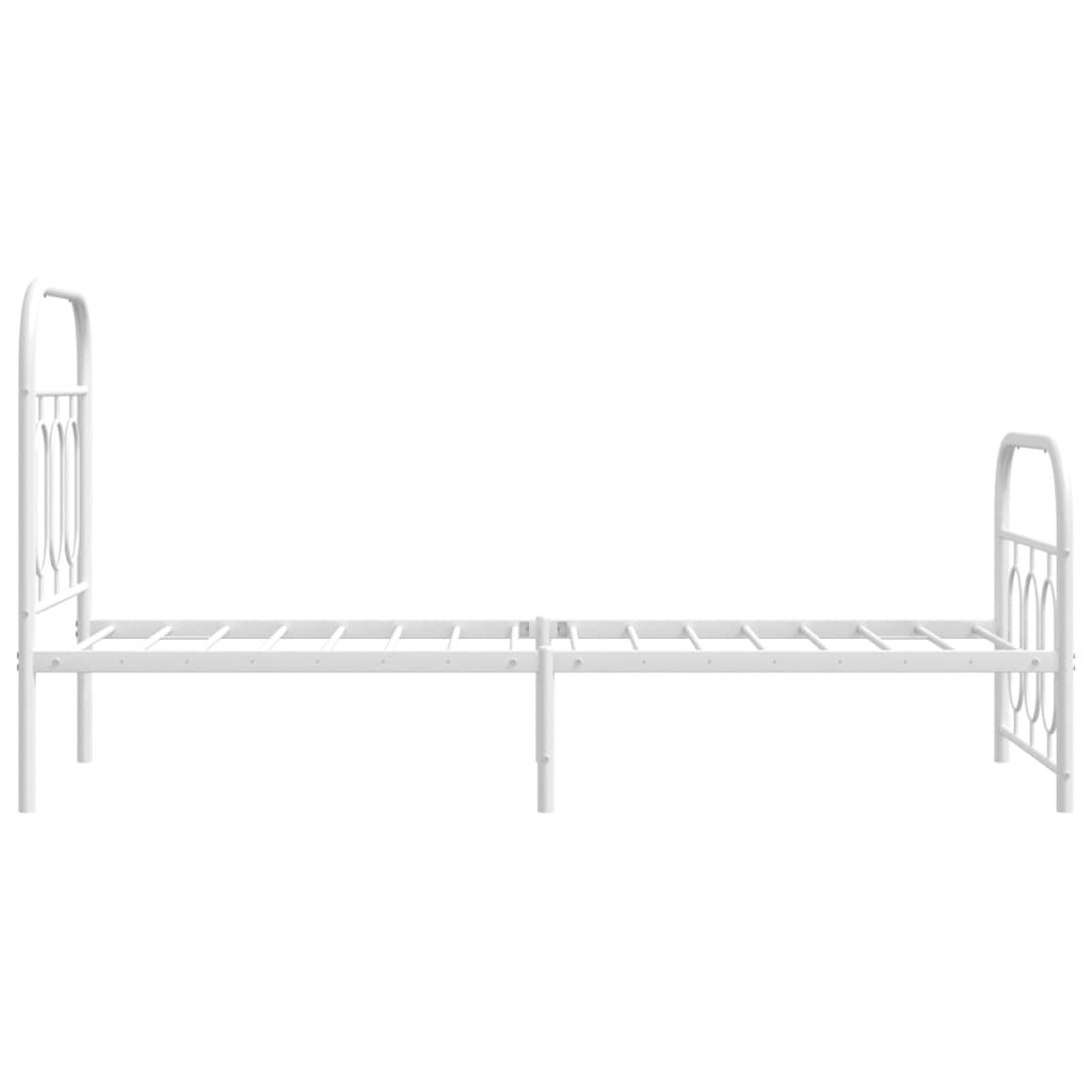 Cadre de lit métal sans matelas avec pied de lit blanc 75x190cm