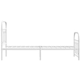 Cadre de lit métal sans matelas avec pied de lit blanc 75x190cm