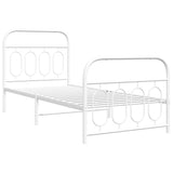 Cadre de lit métal sans matelas avec pied de lit blanc 80x200cm