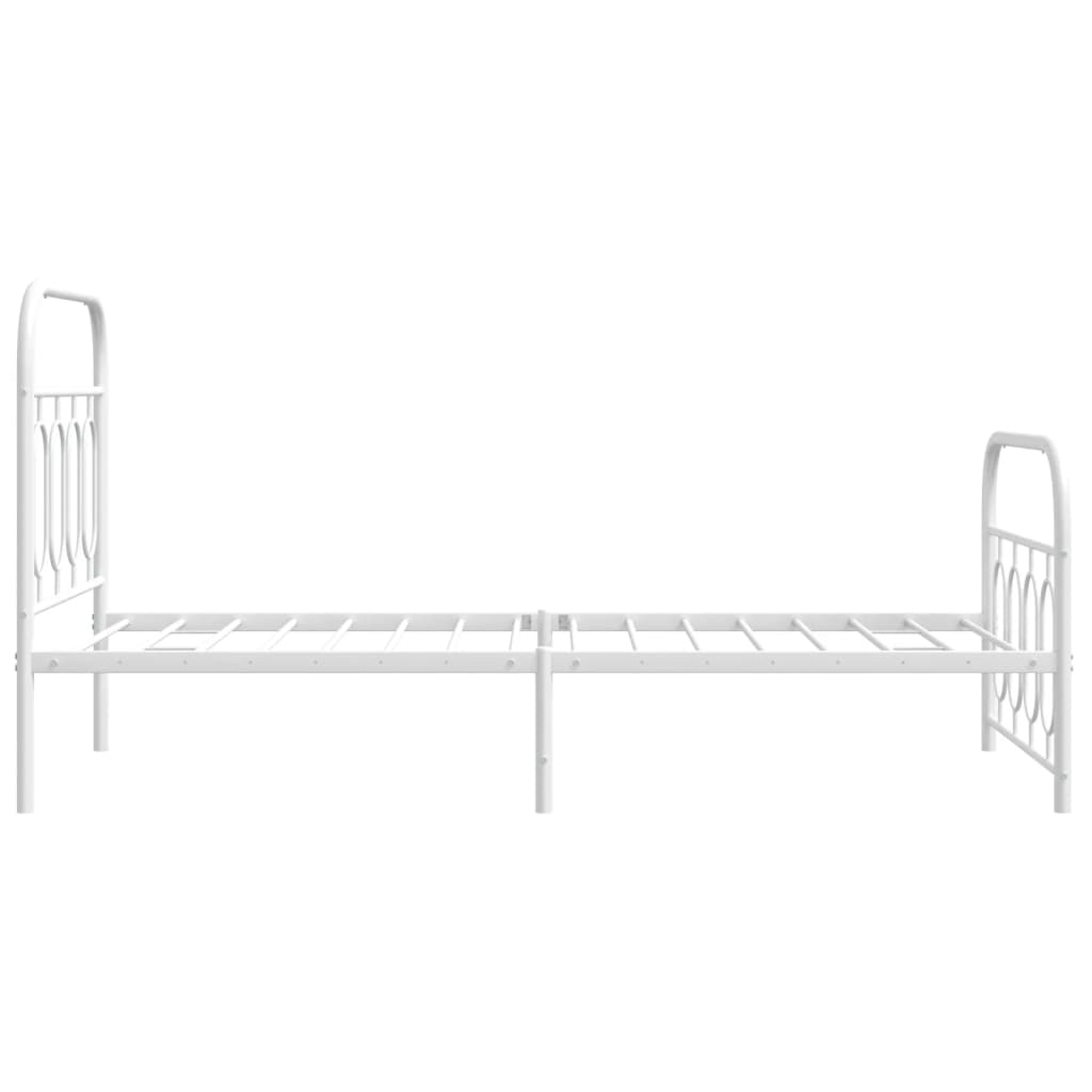 Cadre de lit métal sans matelas avec pied de lit blanc 80x200cm