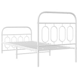 Cadre de lit métal sans matelas avec pied de lit blanc 80x200cm