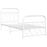 Cadre de lit métal sans matelas avec pied de lit blanc 90x190cm