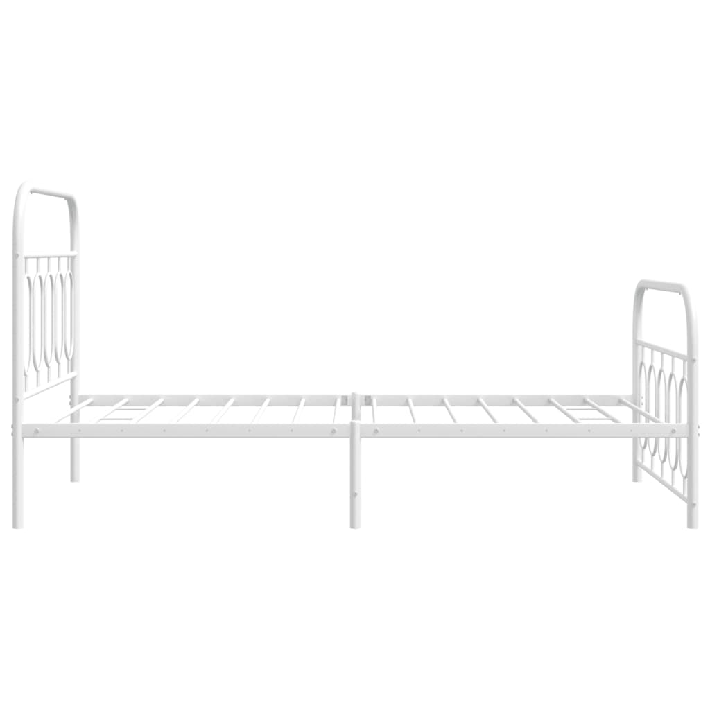 Cadre de lit métal sans matelas et pied de lit blanc 107x203 cm