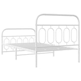 Cadre de lit métal sans matelas et pied de lit blanc 107x203 cm