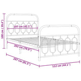 Cadre de lit métal sans matelas et pied de lit blanc 107x203 cm