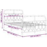 Metallbettgestell ohne Matratze und weißes Fußteil 120x200 cm