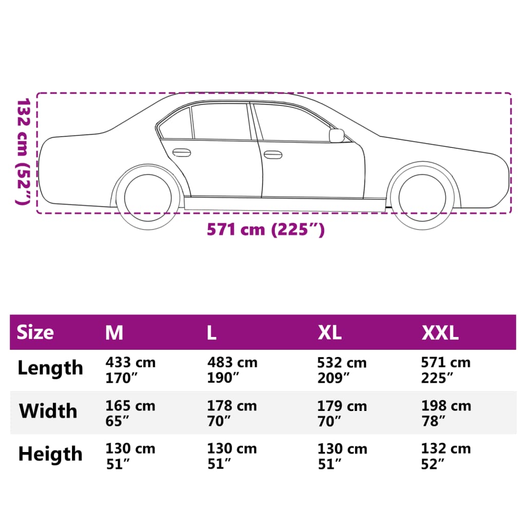 Sedan car cover with full buckle straps XXL