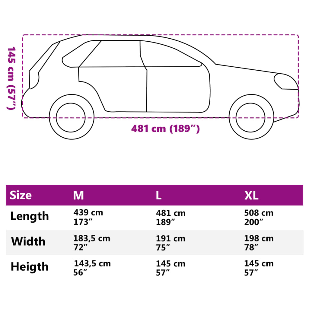 Housse de voiture SUV complète gris L tissu non tissé