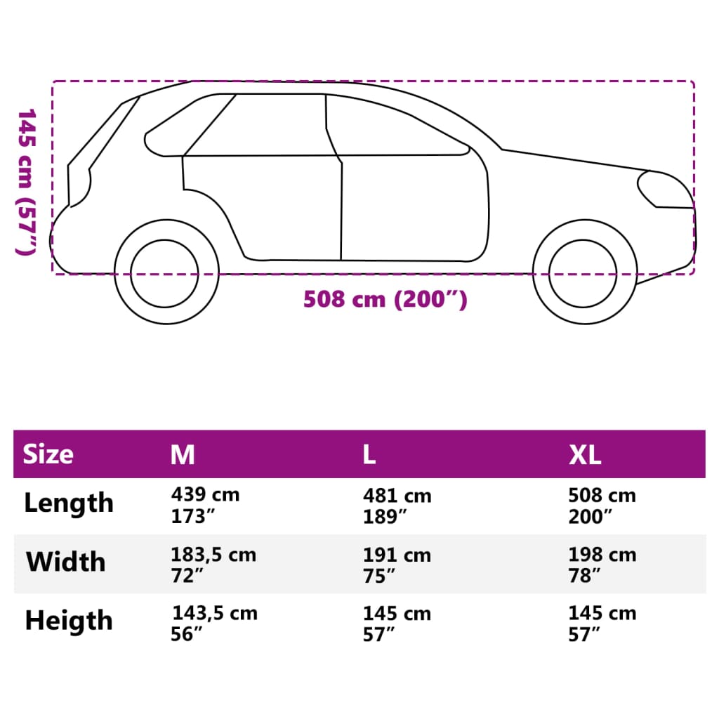 Housse de voiture SUV complète gris XL tissu non tissé