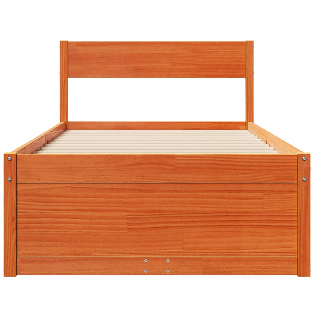 Cadre de lit sans matelas cire marron 100x200cm bois pin massif