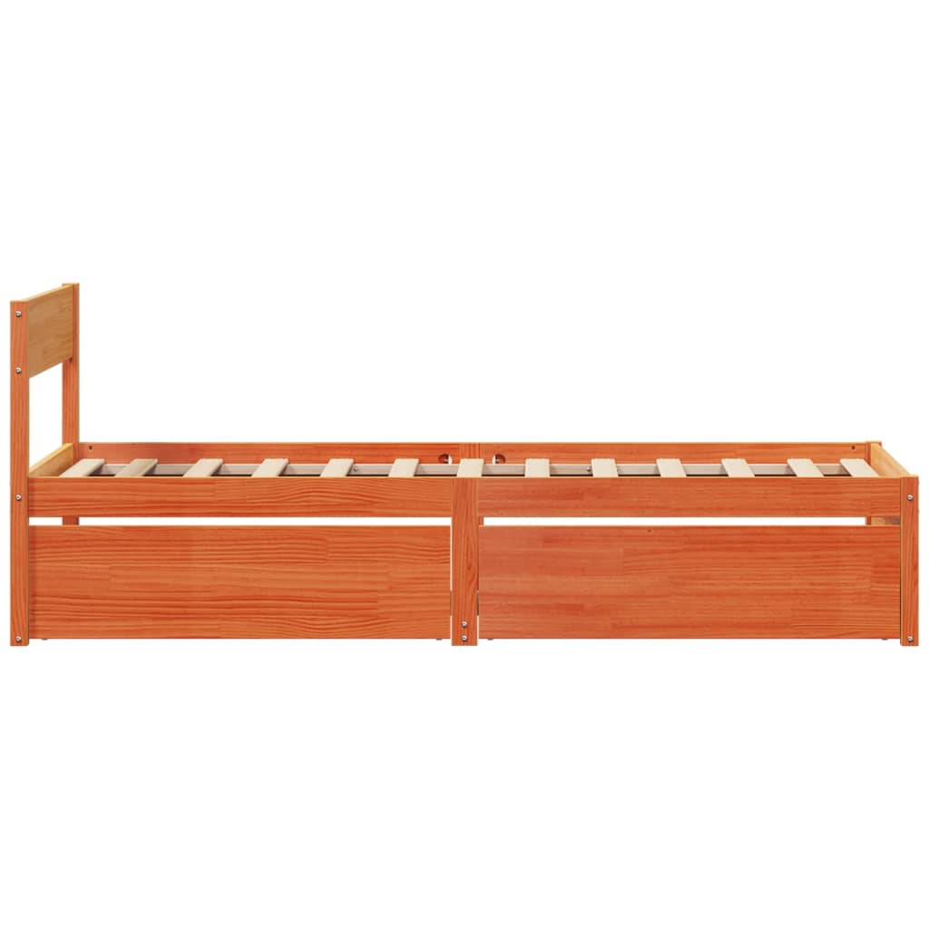 Cadre de lit sans matelas cire marron 100x200cm bois pin massif