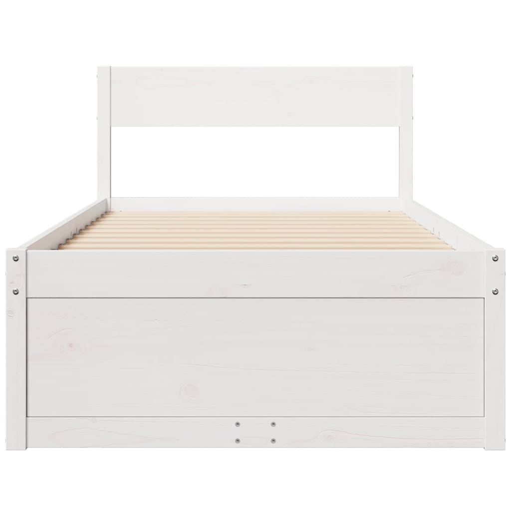 Cadre de lit sans matelas blanc 90x200 cm bois de pin massif