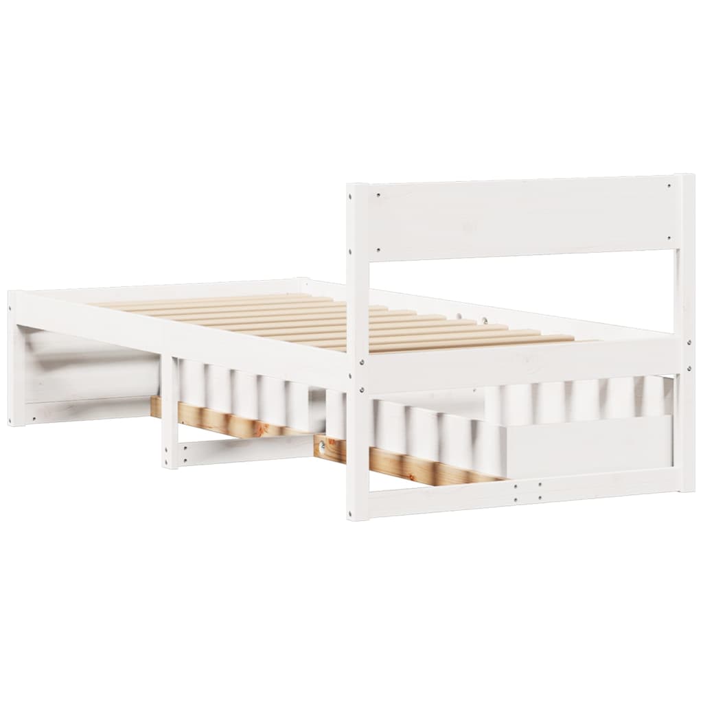 Cadre de lit sans matelas blanc 90x200 cm bois de pin massif