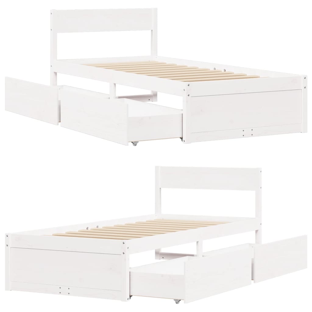 Cadre de lit sans matelas blanc 90x200 cm bois de pin massif