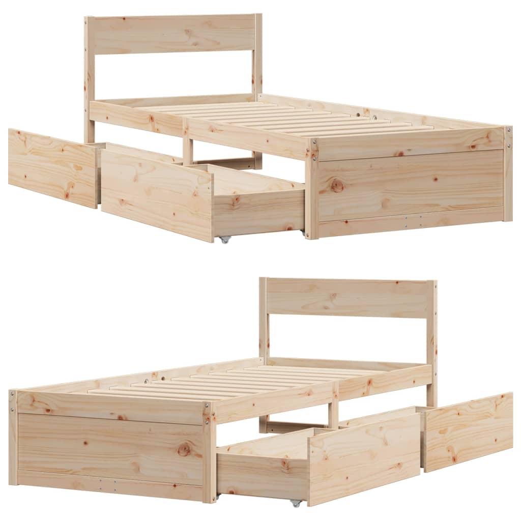 Cadre de lit sans matelas 90x190 cm bois de pin massif