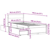 Cadre de lit sans matelas 90x190 cm bois de pin massif