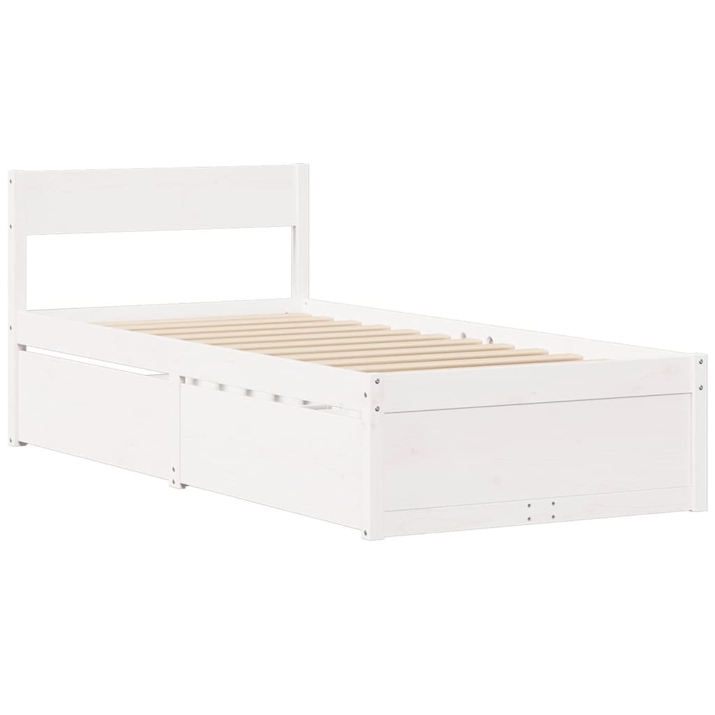 Cadre de lit sans matelas blanc 90x190 cm bois de pin massif