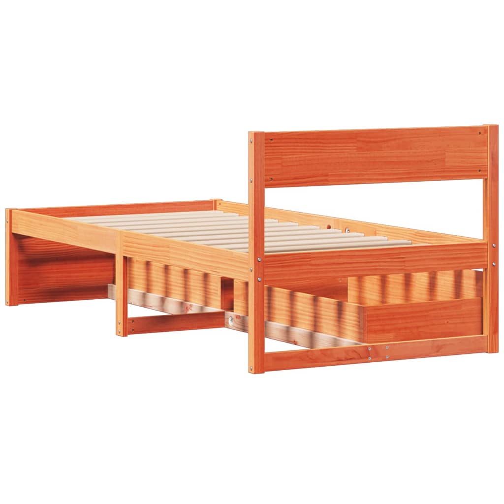 Cadre de lit sans matelas cire marron 90x190 cm bois pin massif